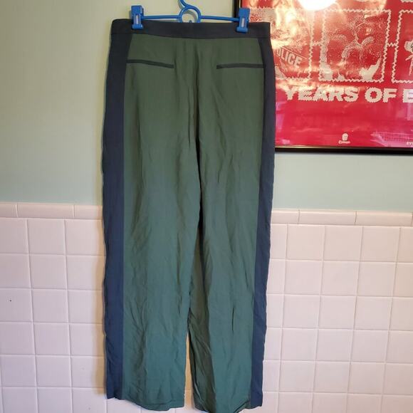 The Row Green Blue Stripe Cuffed Hem Straight Leg Slacks Pants Womens Size 8 - Picture 8 of 16